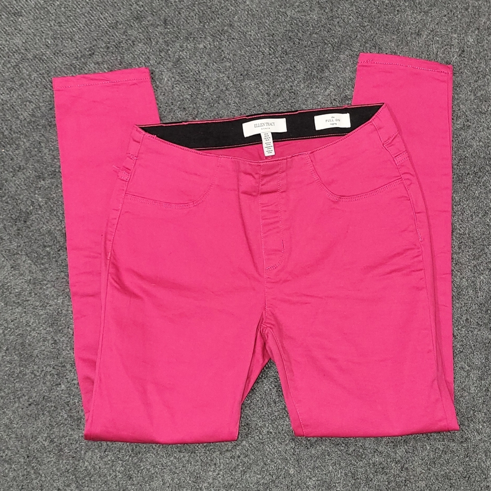 Ellen Tracy Denim The Pull On Leggings Size Medium  Jeggings - Hot Pink
